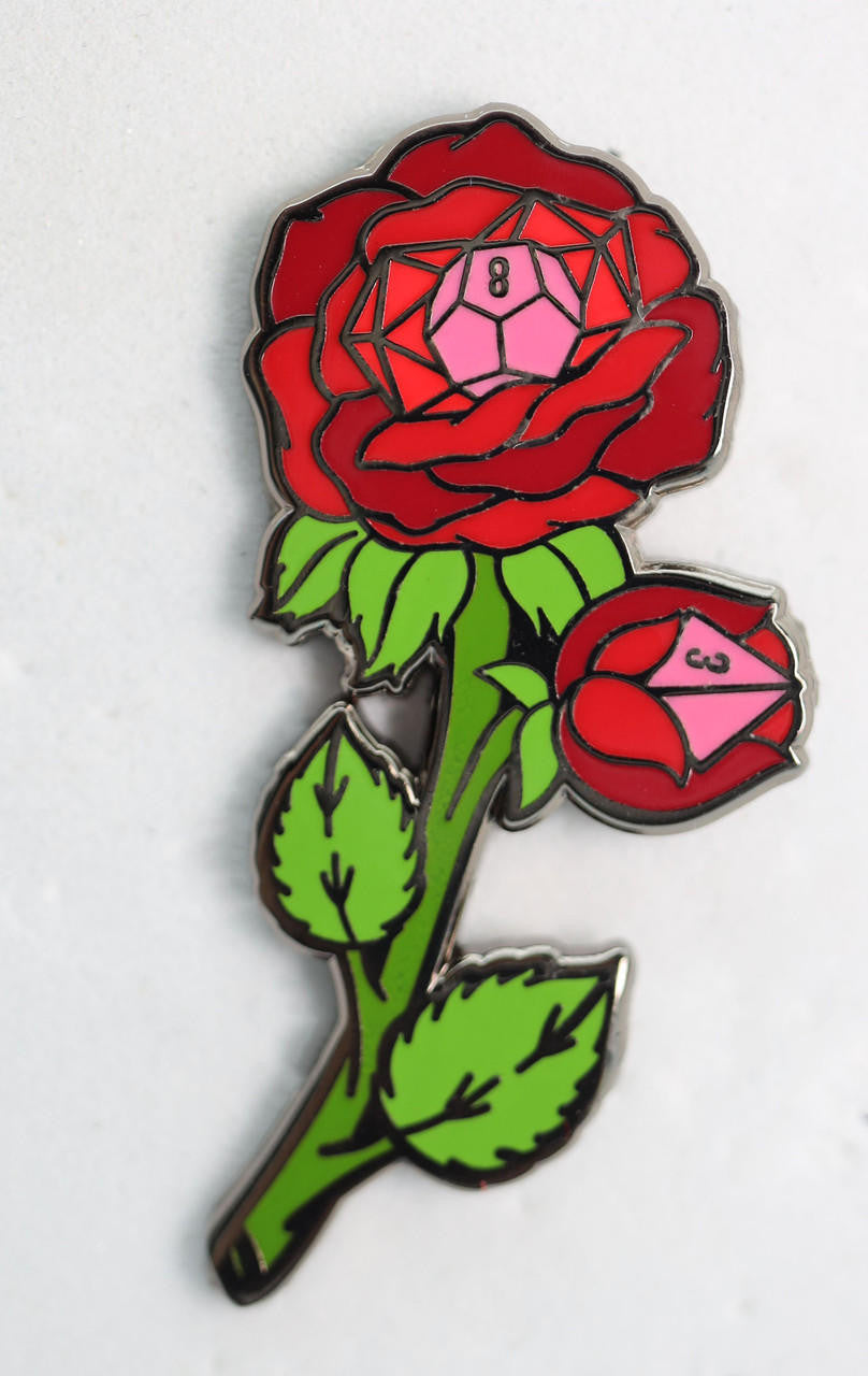 Foam Brain Games Hollow Hearts Enamel Pin: Dice Rose